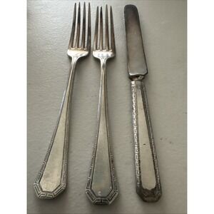 1835 R Wallace Silverplate 1916 ATHENA Pattern Salad Forks(2), 1 Butter Spreader